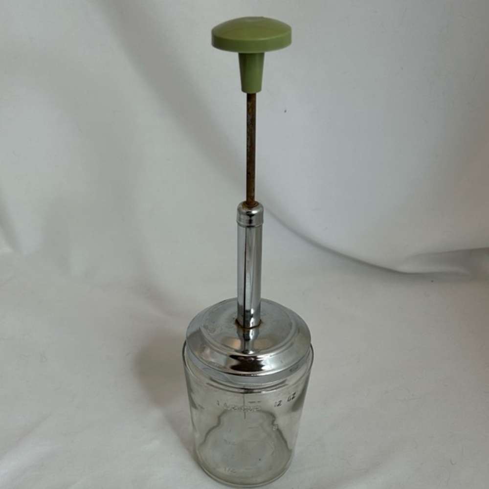 Vintage Avacado Green Glass Chopper with wear- Christmas